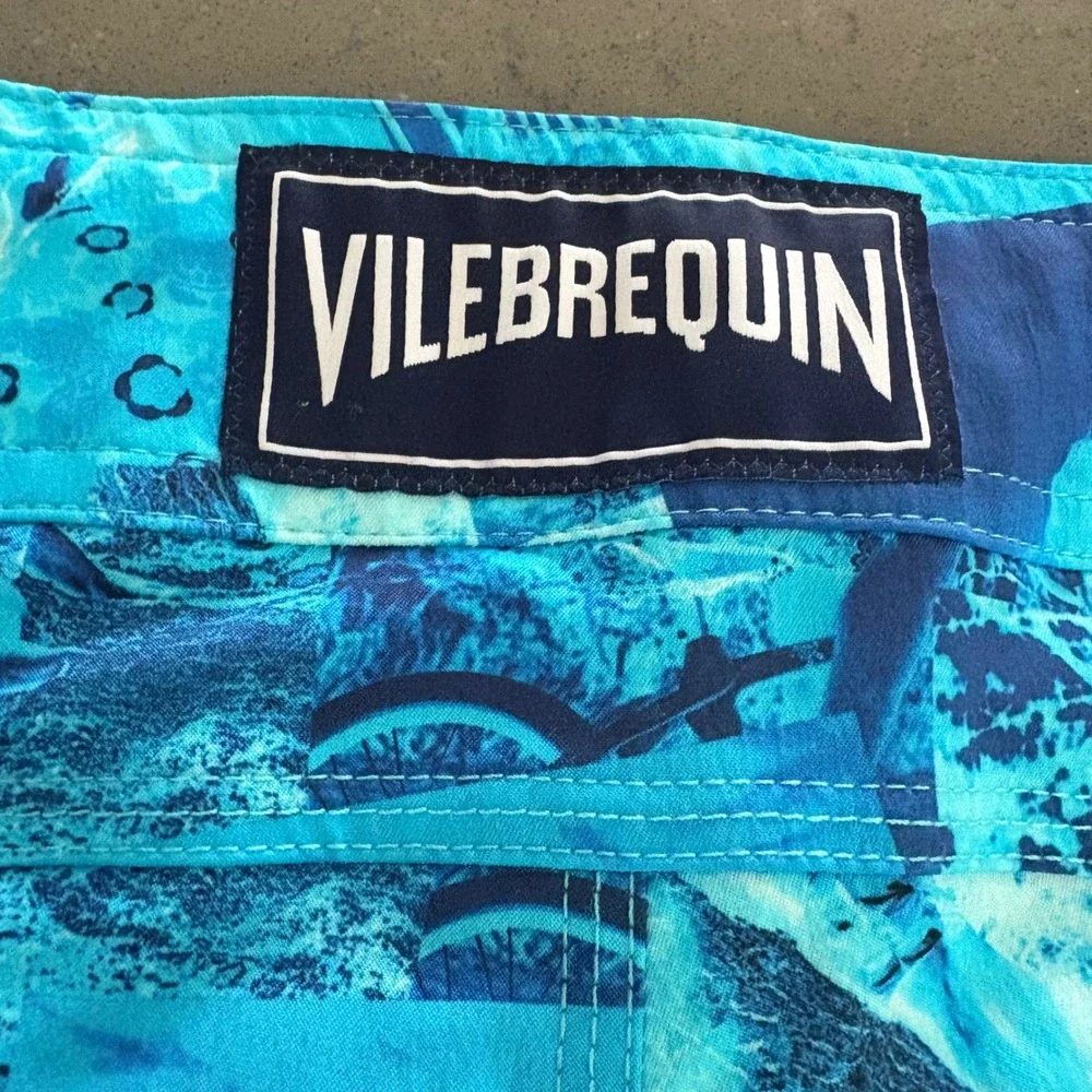 NEW Vilebrequin Men M Swim Trunk Short Flat Belt Luxury Resort Vacation Euro Art